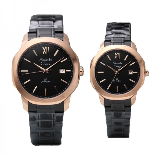 Alexandre Christie AC 8619 Rosegold Black Couple